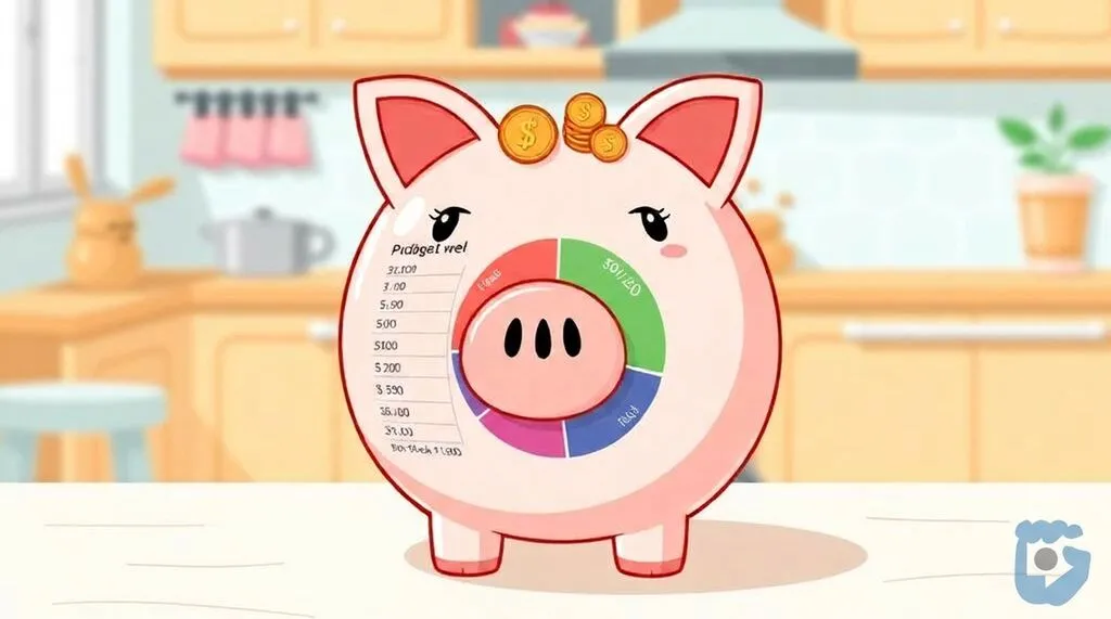 Spaarvarkentje met een budgetoverzicht en taartdiagram